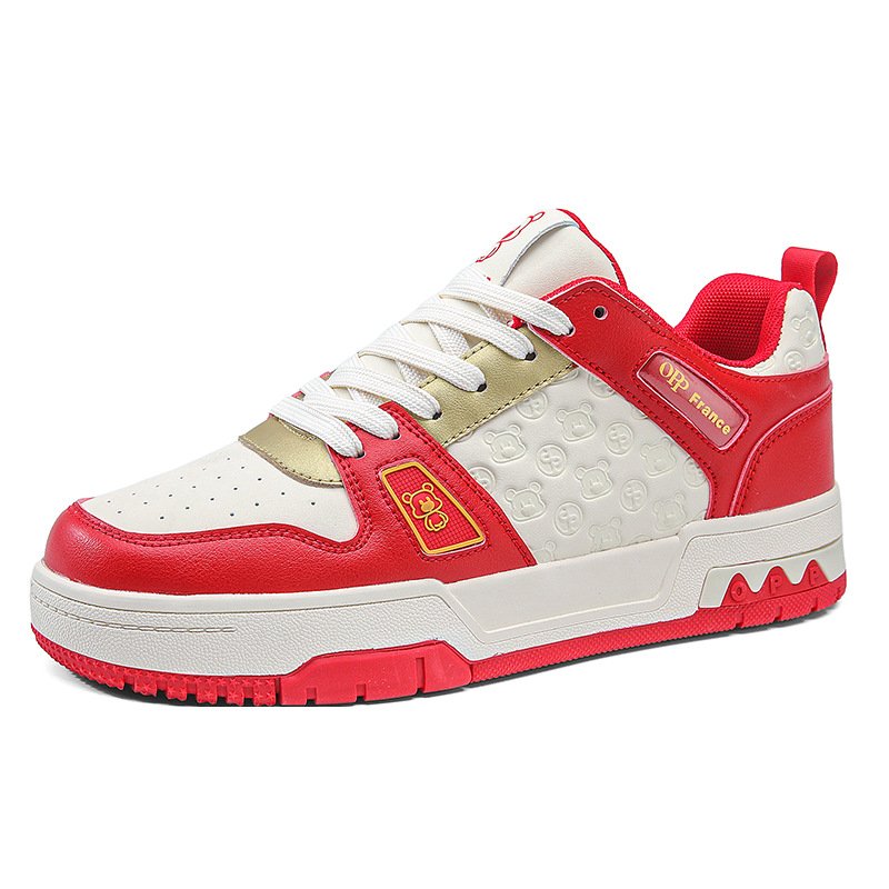 画像3: Unisex  bear print leather sneakers shoes  ユニセックス男女兼用ベアプリントレザーレースアップ  スニーカー  (3)