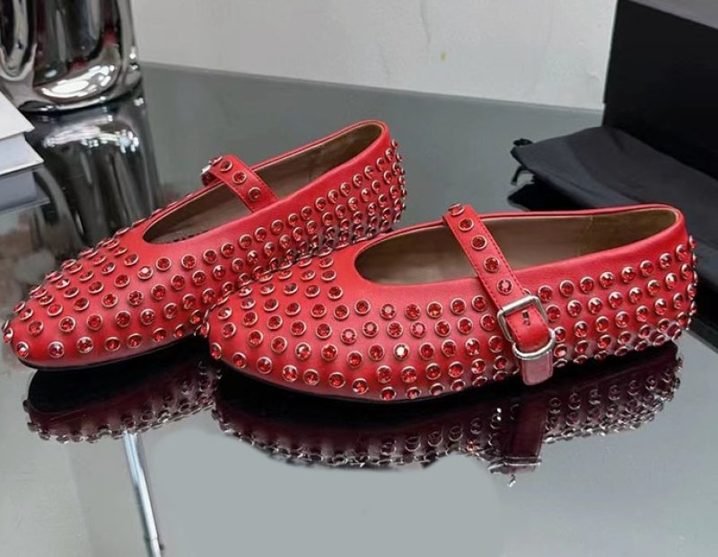 画像3: Women’s rhinestone flat ballerina pump shoes　ラインストーン付きレザーフラットパンプス　バレーシューズ　バレリーナシューズ (3)