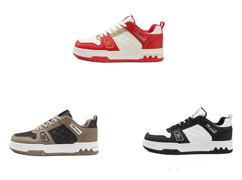 画像4: Unisex  bear print leather sneakers shoes  ユニセックス男女兼用ベアプリントレザーレースアップ  スニーカー  (4)