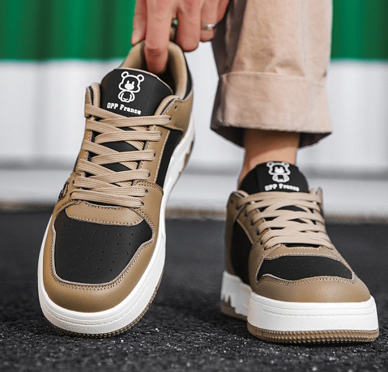 画像5: Unisex  bear print leather sneakers shoes  ユニセックス男女兼用ベアプリントレザーレースアップ  スニーカー  (5)