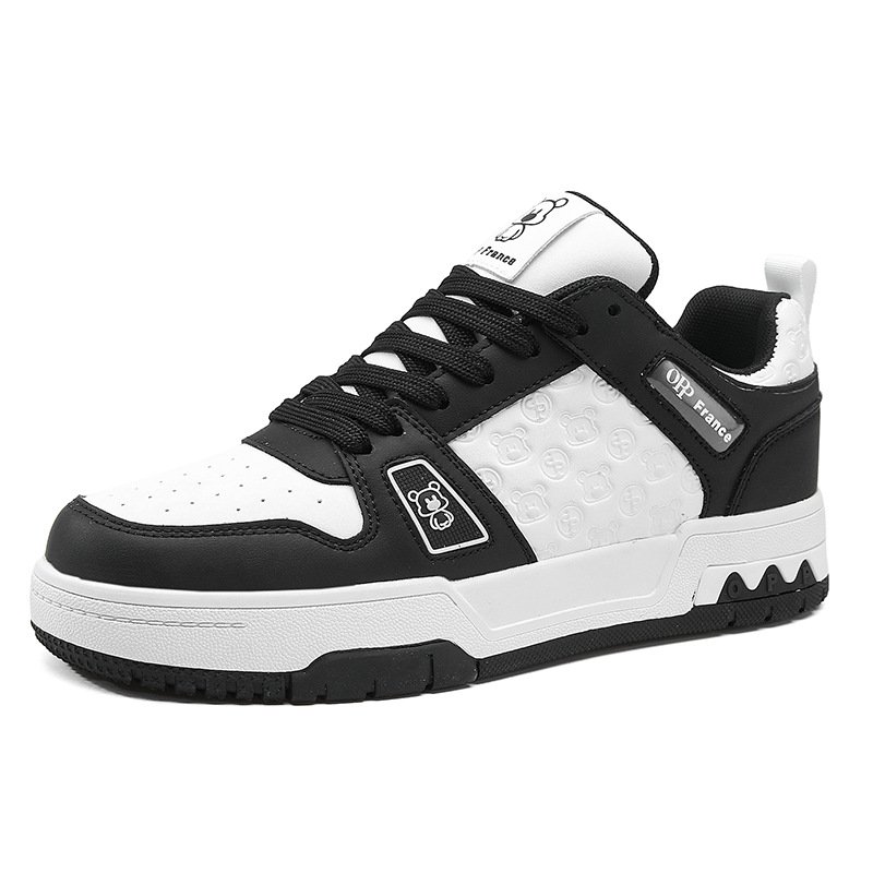 画像2: Unisex  bear print leather sneakers shoes  ユニセックス男女兼用ベアプリントレザーレースアップ  スニーカー  (2)