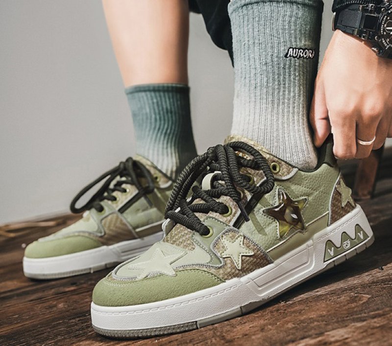画像6: Unisex Camouflage camouflage star lace-up leather sneakers shoes  ユニセックス男女兼用迷彩カモフラージュスターエンブレムレザーレースアップ  スニーカー  (6)