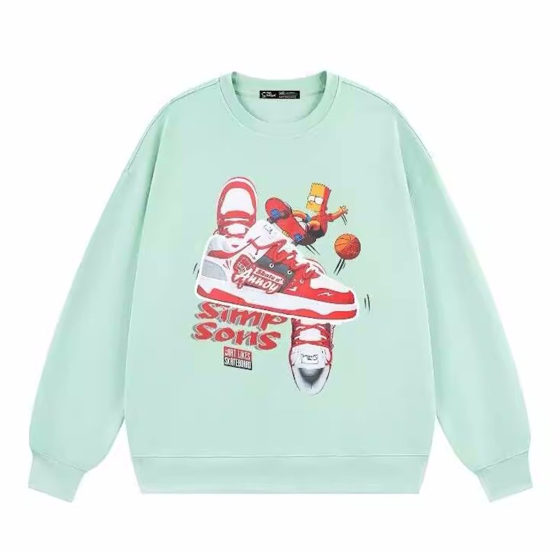 画像5:  Unisex The Simpsons Bart Simpson Skateboard ×Sneaker print long sleeve sweatshirts  男女兼用  ユニセックス シンプソンズスケートボードバートシンプソン×スニーカープリント長袖スウェット  トレーナー (5)