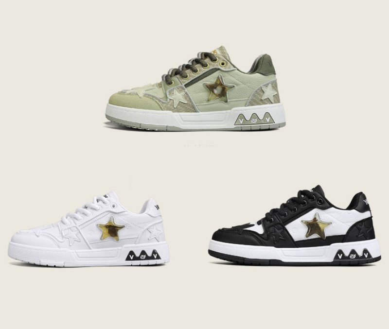 画像5: Unisex Camouflage camouflage star lace-up leather sneakers shoes  ユニセックス男女兼用迷彩カモフラージュスターエンブレムレザーレースアップ  スニーカー  (5)