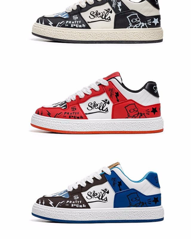 画像6: Unisex simpson bart simpson leather lace up  leather sneakers shoes  ユニセックス男女兼用バートシンプソンプリントレザーレースアップ  スニーカー  (6)