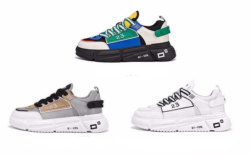 画像4: Unisex  wear-resistant lace upsneakers shoes  ユニセックス男女兼用レザー＆メッシュレースアップ  スニーカー  (4)