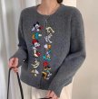 画像6: Mickey Mouse Mickey & Donald Luck Embroidery round neck cardigan   Sweater　ミッキーマウス＆ドナルドダック刺繍カーディガンロングスリーブニットセーター (6)