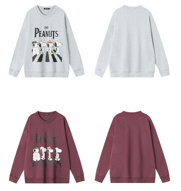画像3: Unisex THE PEANUTS logo x Snoopy long sleeve sweatshirts  男女兼用  ユニセックスTHE PEANUTS logo×スヌーピープリント 長袖スウェット  トレーナー (3)