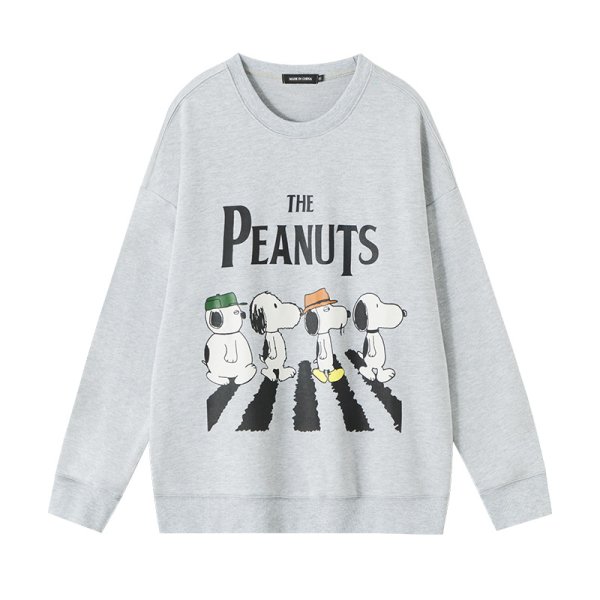 画像1:  Unisex THE PEANUTS logo x Snoopy long sleeve sweatshirts  男女兼用  ユニセックスTHE PEANUTS logo×スヌーピープリント 長袖スウェット  トレーナー (1)