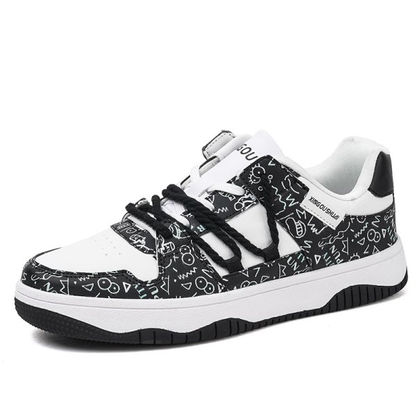 画像1: Unisex Simpson Monogram Leather Lace-Up Sneakers shoes  ユニセックス男女兼用シンプソンモノグラムレザーレースアップ  スニーカー  (1)