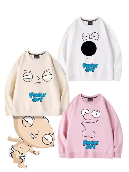 画像1: Unisex Family Guy Long Sleeve Face Printed Sweat Shirt 3 designs ユニセックス ファミリーガイ ロングスリーブ スウェット シャツ (1)