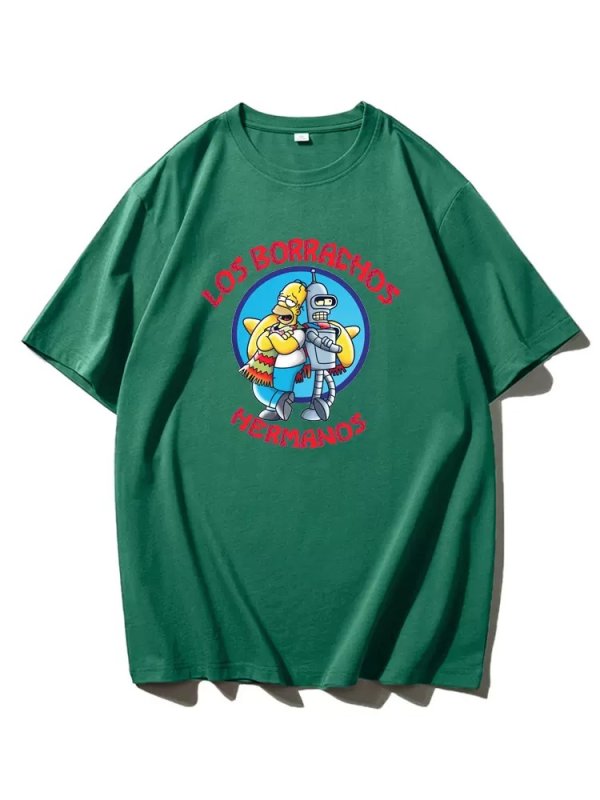 画像4: the simpson homer simpson x robot print short sleeve T-shirt　ユニセックス男女兼用ホーマーシンプソン×ロボットプリントプリント  半袖 Tシャツ (4)