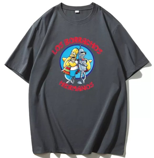 画像1: the simpson homer simpson x robot print short sleeve T-shirt　ユニセックス男女兼用ホーマーシンプソン×ロボットプリントプリント  半袖 Tシャツ (1)