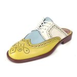 画像5: Women’s Wingtip bicolor leather flat half sandals pump shoes　ウイングチップバイカラーレザーフラットハーフサンダルローヒールパンプスシューズ (5)