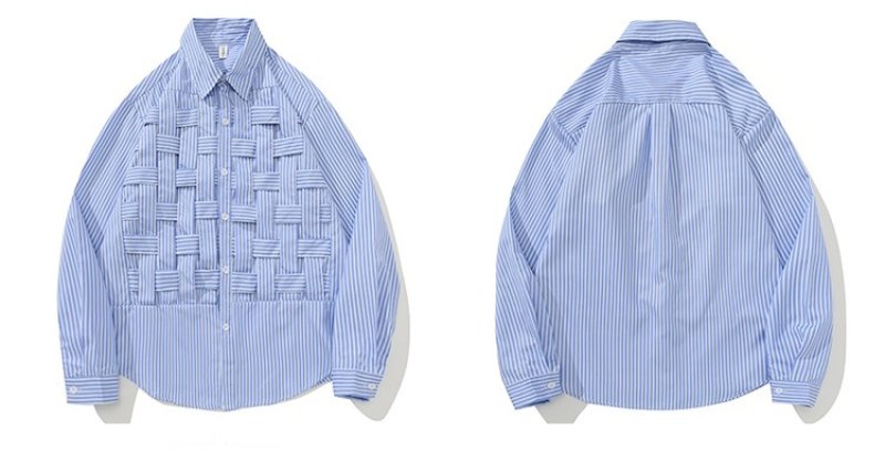 画像4: striped long-sleevedlapel drape shirt　ユニセックス男女兼用ストラップドレープロングスリーブシャツ (4)