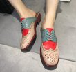 画像4: Women’s Wingtip bicolor leather flat half sandals pump shoes　ウイングチップバイカラーレザーフラットハーフサンダルローヒールパンプスシューズ (4)