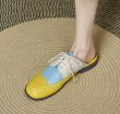 画像3: Women’s Wingtip bicolor leather flat half sandals pump shoes　ウイングチップバイカラーレザーフラットハーフサンダルローヒールパンプスシューズ (3)
