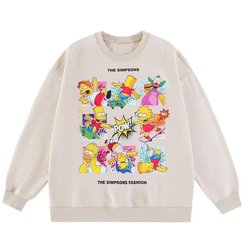 画像2: The Simpsons nine-square grid cartoon print dropped shoulder sleeves crew neck sweatshirtPrint Sweat ユニセックス男女兼用シンプソン9 マスグリッドプリント  スウェットトレーナー (2)