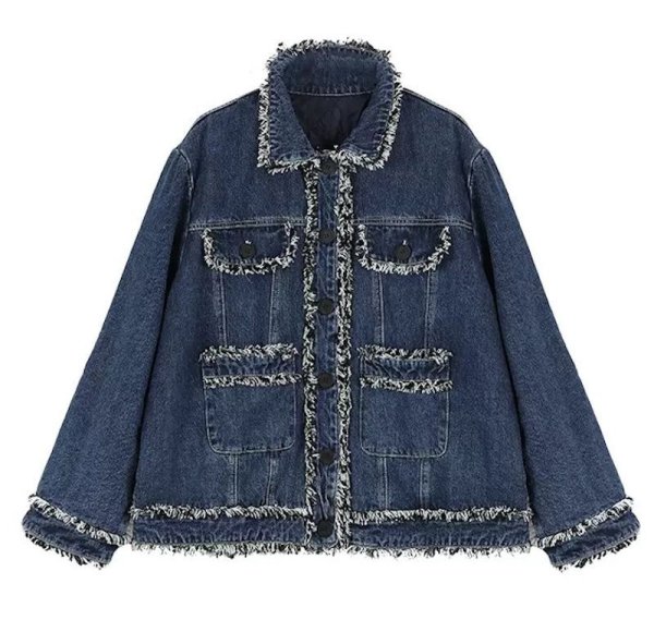 画像1: Women's Fringe denim jacket G jacket coat 　フリンジデニムジャケットGジャンコート (1)