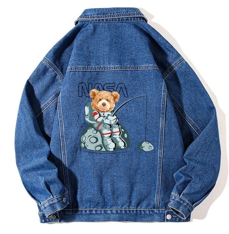 画像3: NASA×Fishing Bear Denim G Jean Jacket 　ユニセックス 男女兼用NASA×フィッシングベアデニムGジャンジャケットスタジャンスタジアムジャンバー (3)