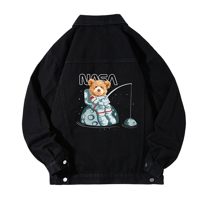 画像2: NASA×Fishing Bear Denim G Jean Jacket 　ユニセックス 男女兼用NASA×フィッシングベアデニムGジャンジャケットスタジャンスタジアムジャンバー (2)