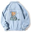 画像2: NASA×Fishing Bear Denim G Jean Jacket 　ユニセックス 男女兼用NASA×フィッシングベアデニムGジャンジャケットスタジャンスタジアムジャンバー (2)