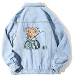 画像1: NASA×Fishing Bear Denim G Jean Jacket 　ユニセックス 男女兼用NASA×フィッシングベアデニムGジャンジャケットスタジャンスタジアムジャンバー (1)