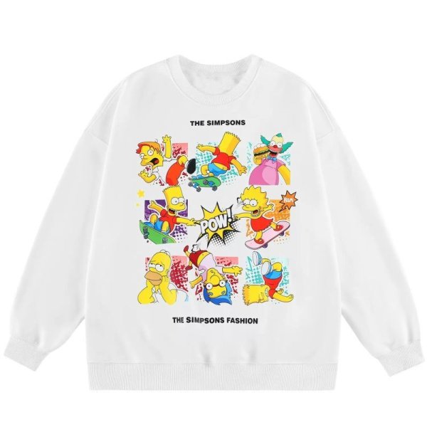 画像1: The Simpsons nine-square grid cartoon print dropped shoulder sleeves crew neck sweatshirtPrint Sweat　ユニセックス男女兼用シンプソン9 マスグリッドプリント  スウェットトレーナー (1)