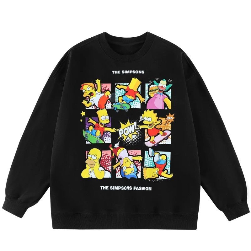 画像3: The Simpsons nine-square grid cartoon print dropped shoulder sleeves crew neck sweatshirtPrint Sweat ユニセックス男女兼用シンプソン9 マスグリッドプリント  スウェットトレーナー (3)
