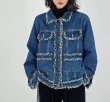 画像2: Women's Fringe denim jacket G jacket coat 　フリンジデニムジャケットGジャンコート (2)