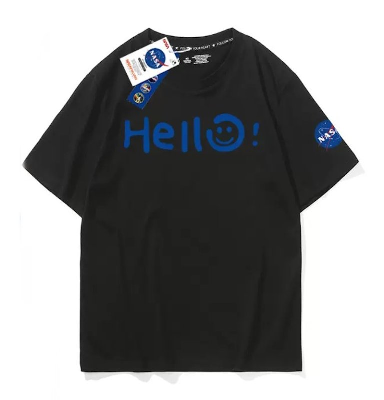 画像3: NASA×HELL short sleeve Round Neck Short Sleeve T-Shirt ユニセックス男女兼用ナサNASA×HELLロゴプリント  ラウンドネック半袖 Tシャツ (3)