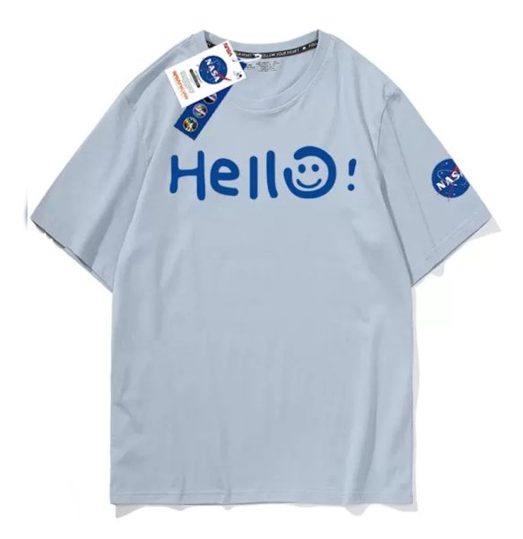 画像1: NASA×HELL short sleeve Round Neck Short Sleeve T-Shirt　ユニセックス男女兼用ナサNASA×HELLロゴプリント  ラウンドネック半袖 Tシャツ (1)