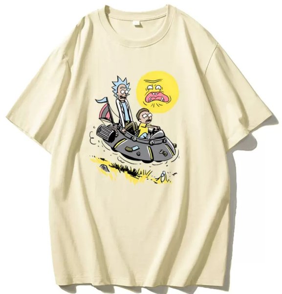 画像1: Rick and Morty slide Round Neck Short Sleeve T-Shirt　ユニセックス男女兼用プリント  リック&モーティー ラウンドネック半袖 Tシャツ (1)