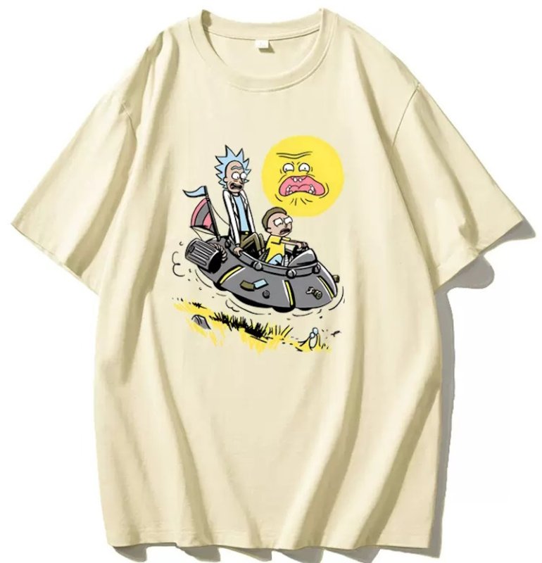 画像1: Rick and Morty slide Round Neck Short Sleeve T-Shirt　ユニセックス男女兼用プリント  リック&モーティー ラウンドネック半袖 Tシャツ (1)