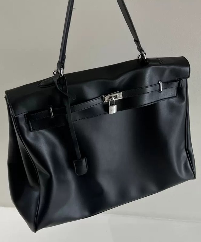 画像8: Large Capacity KL Bag 男女兼用ラージレザーBKショルダークロスボディバッグトートバッグ通学　通勤 (8)