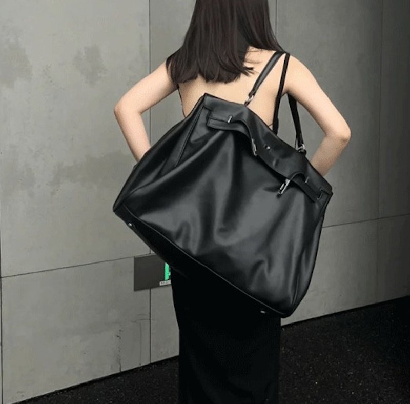 画像3: Large Capacity KL Bag 男女兼用ラージレザーBKショルダークロスボディバッグトートバッグ通学　通勤 (3)