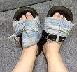 画像2: denim thick-soled slippers platform sandals 　デニムリメイク 厚底プラットフォームサンダル　スリッパ (2)