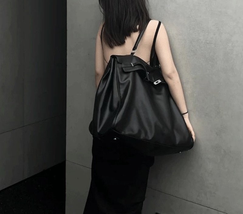 画像6: Large Capacity KL Bag 男女兼用ラージレザーBKショルダークロスボディバッグトートバッグ通学　通勤 (6)