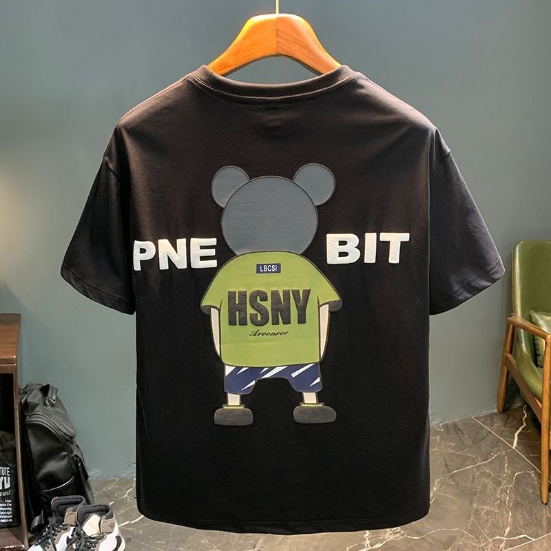 画像7: back view bear print Round Neck Short Sleeve T-Shirt ユニセックス男女兼用バックヴューベアプリント  ラウンドネック半袖 Tシャツ (7)