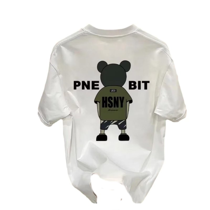 画像5: back view bear print Round Neck Short Sleeve T-Shirt ユニセックス男女兼用バックヴューベアプリント  ラウンドネック半袖 Tシャツ (5)