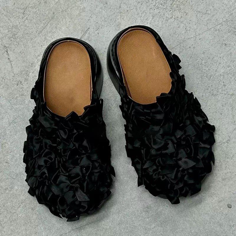画像6: Women’s flower bud Baotou slippers pumps  shoes フラワーリボンレザーサンダルスリッパパンプス (6)