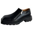 画像1: personalized diagonal zipper  thick-soled  shoes leather shoes  SLIP-ONS loafers   男女兼用レザー厚底ブリティッシュプラットフォームジップアップ ローファースリッポン シューズ (1)