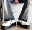 画像4: personalized diagonal zipper  thick-soled  shoes leather shoes  SLIP-ONS loafers   男女兼用レザー厚底ブリティッシュプラットフォームジップアップ ローファースリッポン シューズ (4)