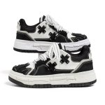 画像7: Unisex cross leatherLace-Up Sneakers shoes  ユニセックス男女兼用クロスレザーレースアップ  スニーカー  (7)
