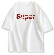画像2: Super logo print Print oversizeT shirt　 ユニセックス男女兼用SUPERスーパーロゴプリント半袖 Tシャツ (2)