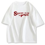 画像2: Super logo print Print oversizeT shirt　 ユニセックス男女兼用SUPERスーパーロゴプリント半袖 Tシャツ (2)