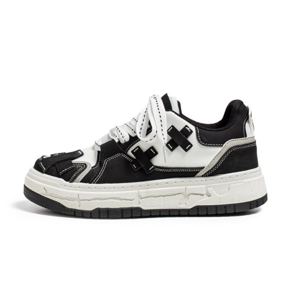 画像1: Unisex cross leatherLace-Up Sneakers shoes  ユニセックス男女兼用クロスレザーレースアップ  スニーカー  (1)