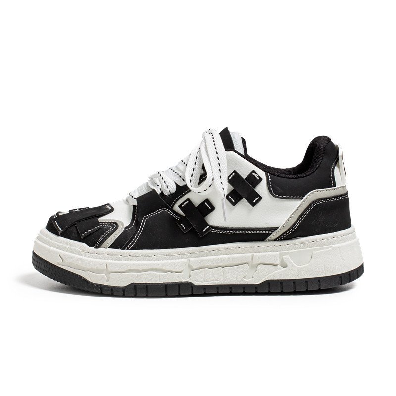 画像1: Unisex cross leatherLace-Up Sneakers shoes  ユニセックス男女兼用クロスレザーレースアップ  スニーカー  (1)