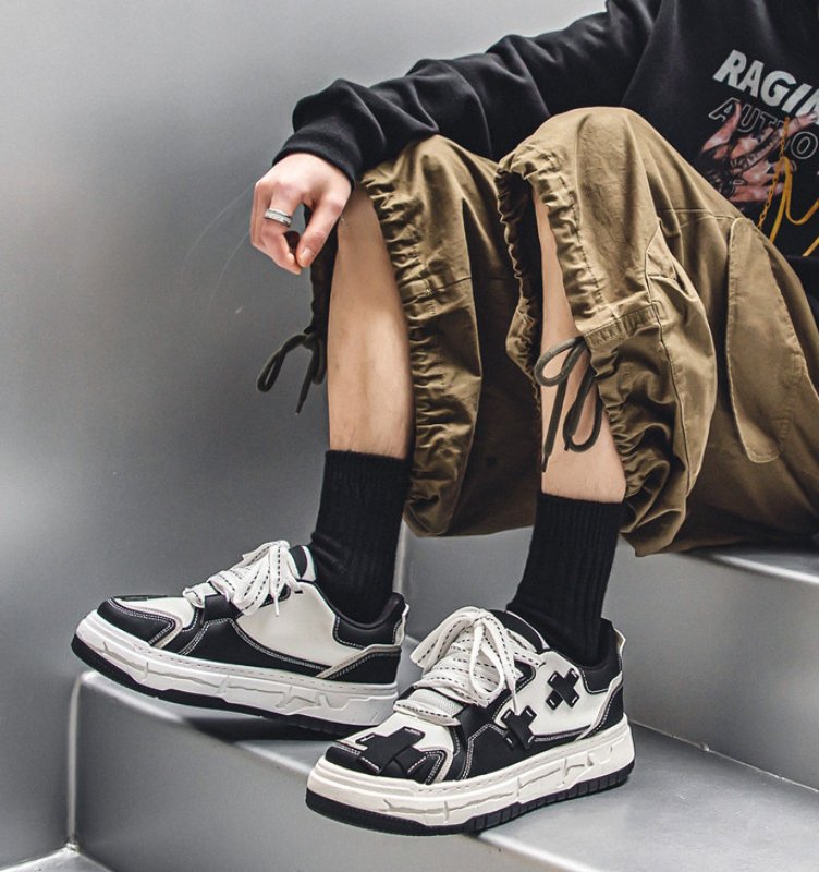 画像8: Unisex cross leatherLace-Up Sneakers shoes  ユニセックス男女兼用クロスレザーレースアップ  スニーカー  (8)