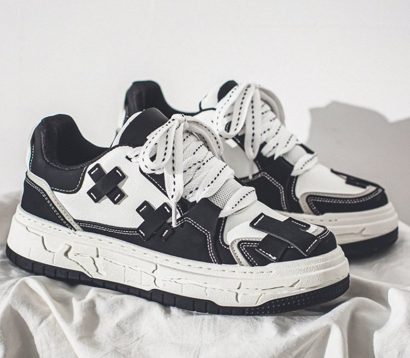 画像6: Unisex cross leatherLace-Up Sneakers shoes  ユニセックス男女兼用クロスレザーレースアップ  スニーカー  (6)